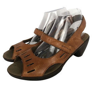 MERRELL Evera Chase‎ Sandal Sz 9 / 40 Tan Leather Heel Slingback Cycling J58052